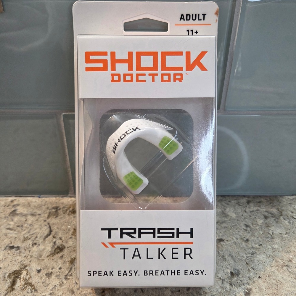 Shock Doctor Trash Talker Mouthguard Adult Wht/Grn Slim Fit Sports Equipment